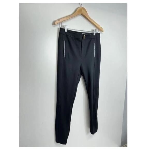 Anthropologie The Essential Slim Pant Black Leather Trim Pocket - Picture 7 of 13